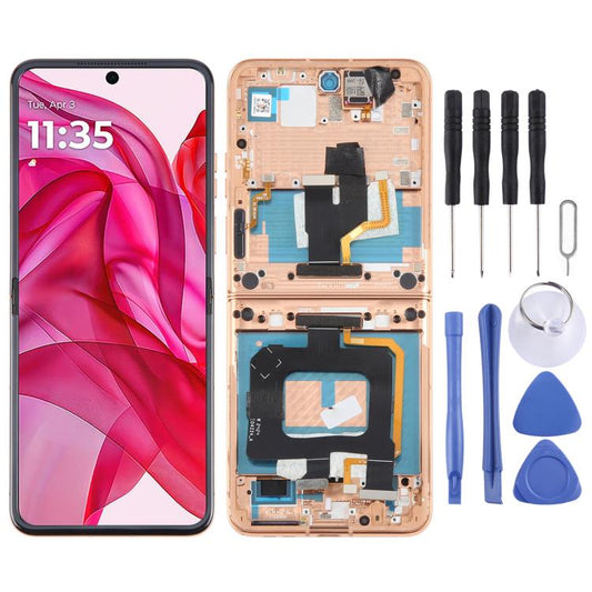For Motorola Razr+ 2024 Original LCD Screen Digitizer Full Assembly with Frame (Gold) - LCD Screen by buy2fix | Online Shopping UK | buy2fix