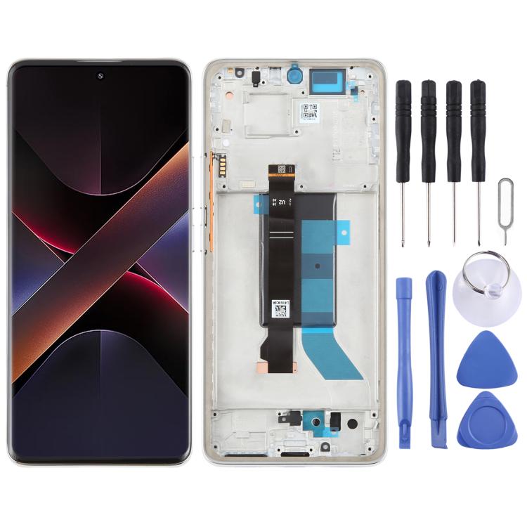 For Xiaomi Poco X7 5G AMOLED Original LCD Screen Digitizer Full Assembly with Frame (Silver) - LCD Screen by buy2fix | Online Shopping UK | buy2fix
