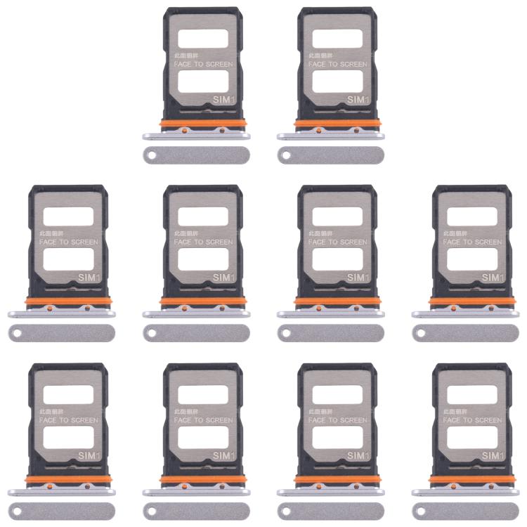 For Xiaomi 14T Pro 5G 10pcs Original SIM Card Tray + SIM Card Tray (Silver) - Card Tray by buy2fix | Online Shopping UK | buy2fix