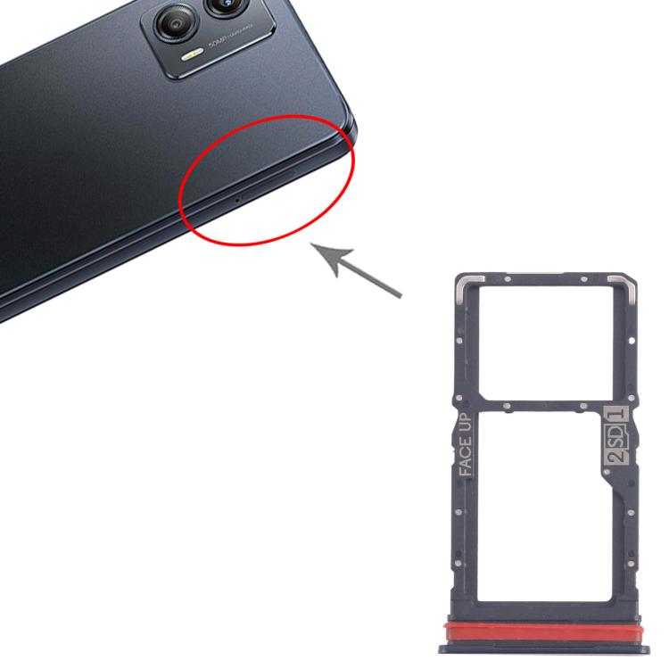 For Motorola Moto G53 XT2335-2 10pcs Original SIM + Micro SD Card Tray (Black) - Card Socket by buy2fix | Online Shopping UK | buy2fix
