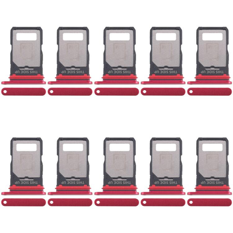 For Motorola Edge 40 XT2303-2 10pcs Original SIM Card Tray + SIM Card Tray (Red) - Card Socket by buy2fix | Online Shopping UK | buy2fix