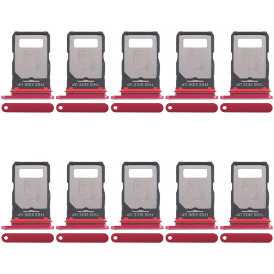 For Motorola Edge 40 XT2303-2 10pcs Original SIM Card Tray + SIM Card Tray (Red) - Card Socket by buy2fix | Online Shopping UK | buy2fix