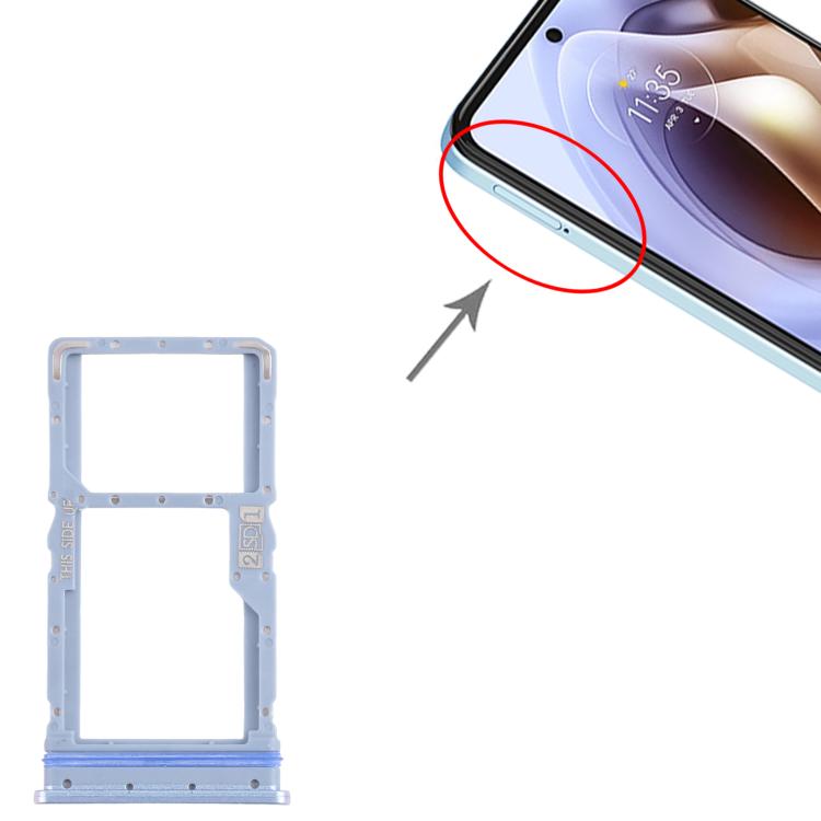 For Motorola Moto G31 XT2173-3 10pcs Original SIM + Micro SD Card Tray (Blue) - Card Socket by buy2fix | Online Shopping UK | buy2fix