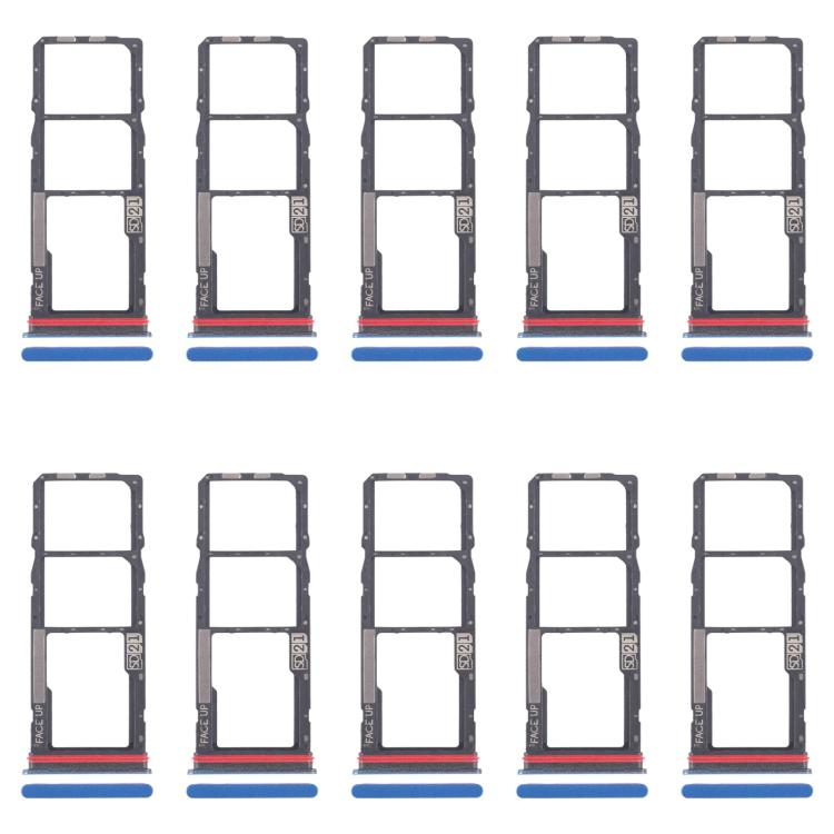 For Motorola Moto G04 10pcs Original SIM Card Tray + SIM Card Tray + Micro SD Card Tray (Blue) - Card Socket by buy2fix | Online Shopping UK | buy2fix