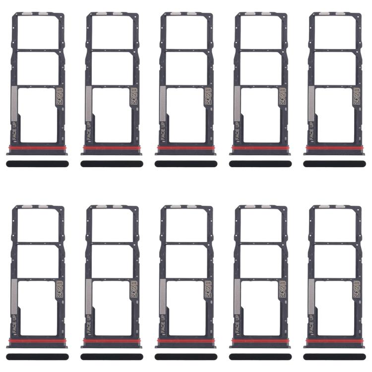 For Motorola Moto G04s 10pcs Original SIM Card Tray + SIM Card Tray + Micro SD Card Tray (Black) - Card Socket by buy2fix | Online Shopping UK | buy2fix