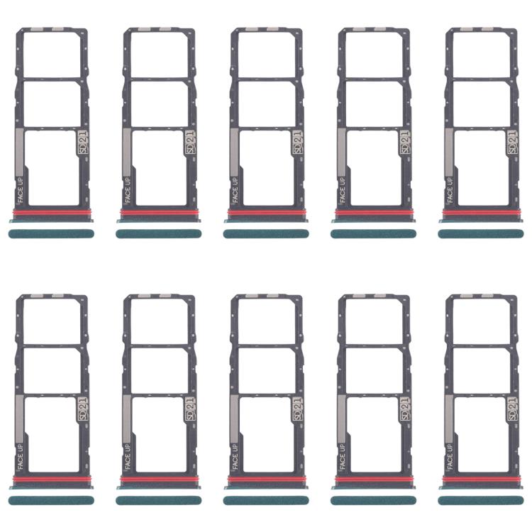 For Motorola Moto G04s 10pcs Original SIM Card Tray + SIM Card Tray + Micro SD Card Tray (Green) - Card Socket by buy2fix | Online Shopping UK | buy2fix