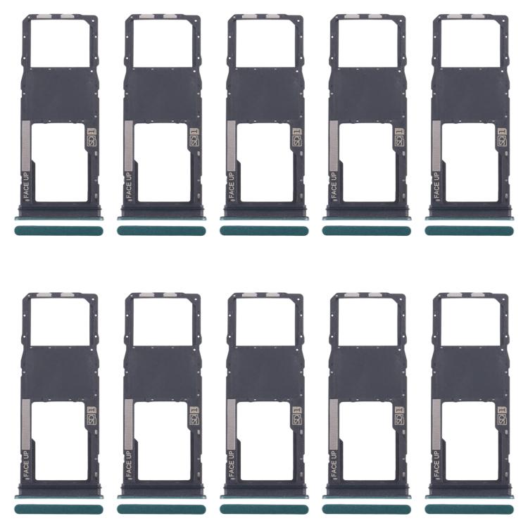 For Motorola Moto G04 10pcs Original SIM Card Tray + Micro SD Card Tray (Green) - Card Socket by buy2fix | Online Shopping UK | buy2fix