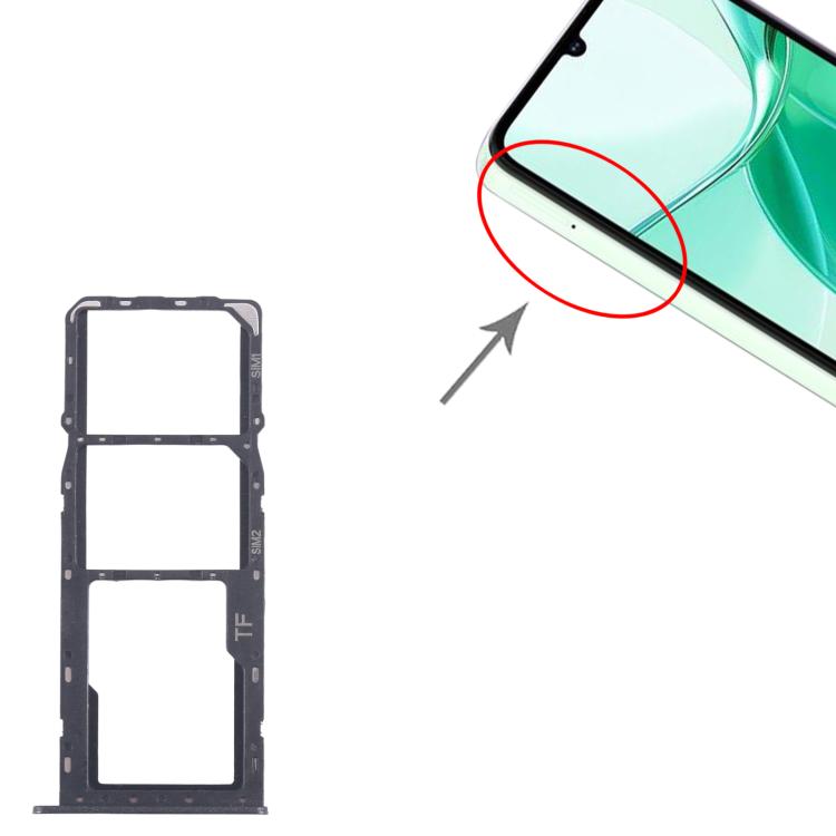 For ZTE Blade A35 SIM Card Tray + SIM Card Tray + Micro SD Card Tray (Black) - For ZTE by buy2fix | Online Shopping UK | buy2fix