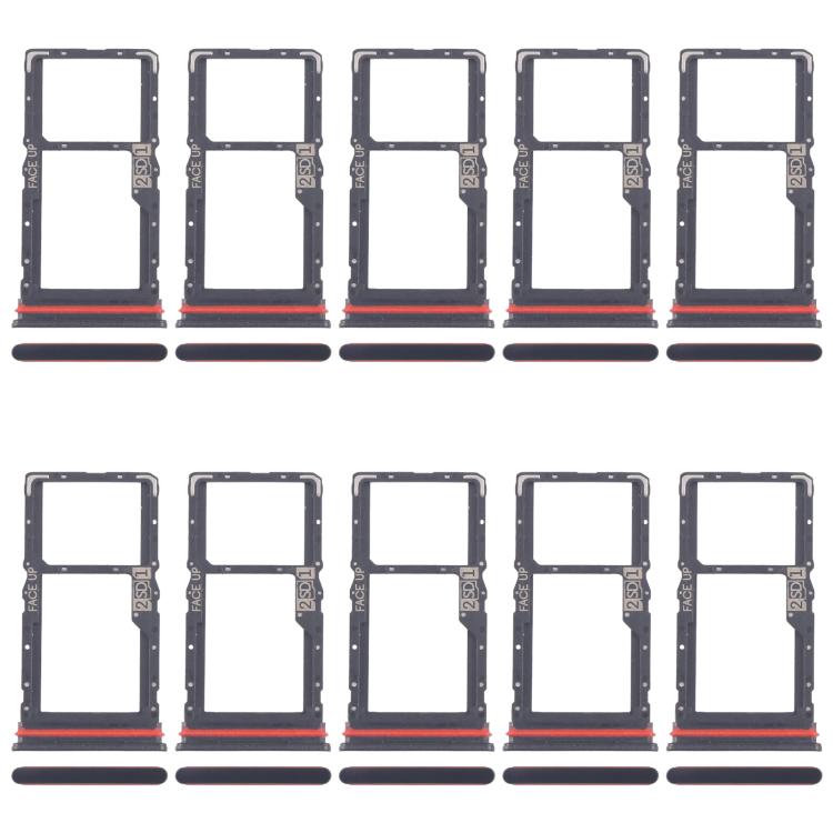 For Motorola Moto G56 10pcs Original SIM Card Tray + Micro SD Card Tray (Black) - Card Socket by buy2fix | Online Shopping UK | buy2fix