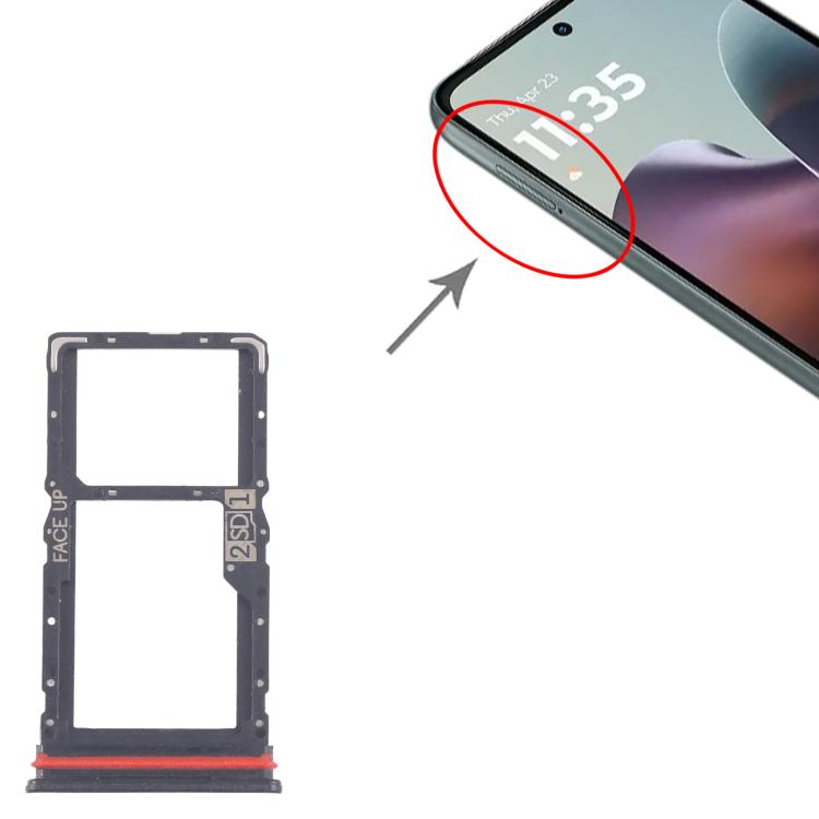For Motorola Moto G56 10pcs Original SIM Card Tray + Micro SD Card Tray (Black) - Card Socket by buy2fix | Online Shopping UK | buy2fix