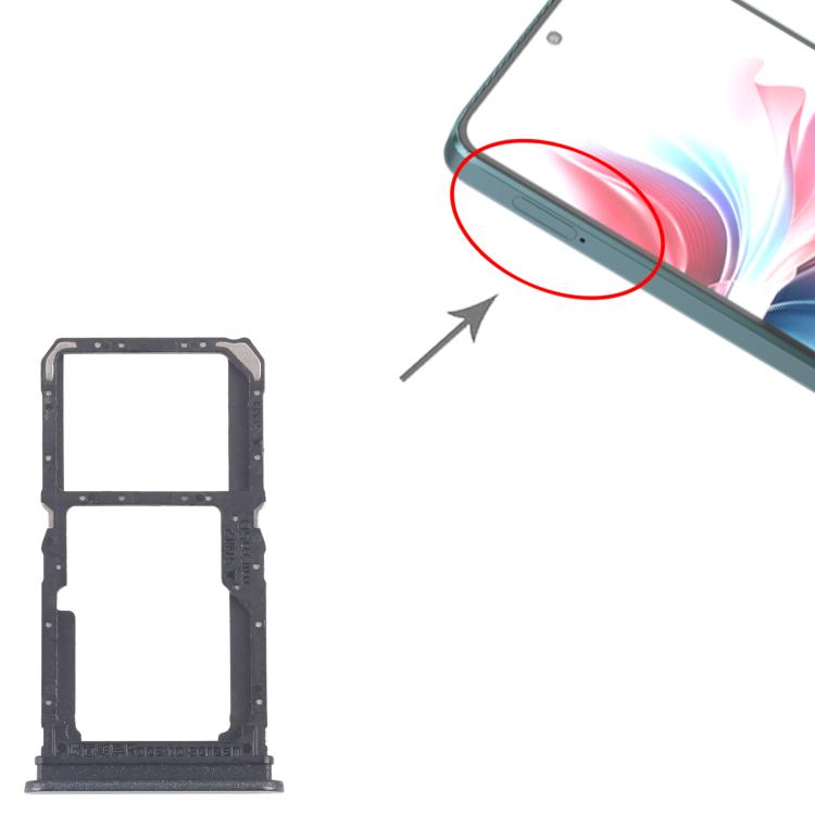 For OPPO Reno11 F CPH2603 10pcs Original SIM Card Tray + SIM Card Tray / Micro SD Card Tray (Black) - Card Tray by buy2fix | Online Shopping UK | buy2fix