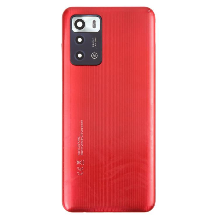 For ZTE Blade V40 Smart Back Cover with Camera Lens Cover(Red) - For ZTE by buy2fix | Online Shopping UK | buy2fix