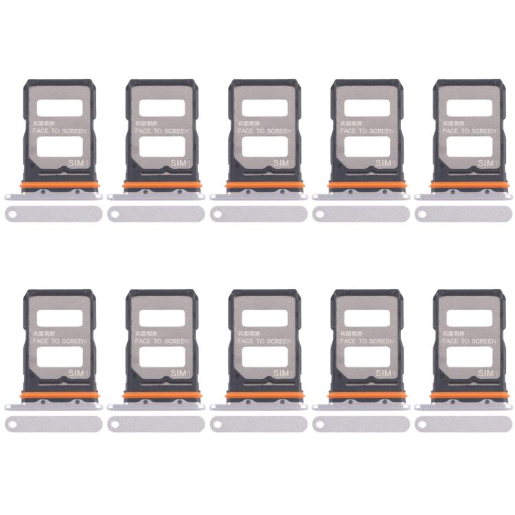For Xiaomi Redmi K70 Ultra 10pcs SIM Card Tray + SIM Card Tray (Silver) - Card Tray by buy2fix | Online Shopping UK | buy2fix