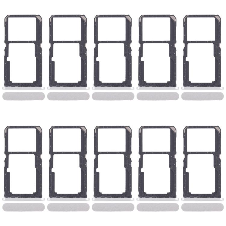 For Xiaomi Redmi A3x 10pcs SIM Card Tray + SIM Card Tray / Micro SD Card Tray (Silver) - Card Tray by buy2fix | Online Shopping UK | buy2fix