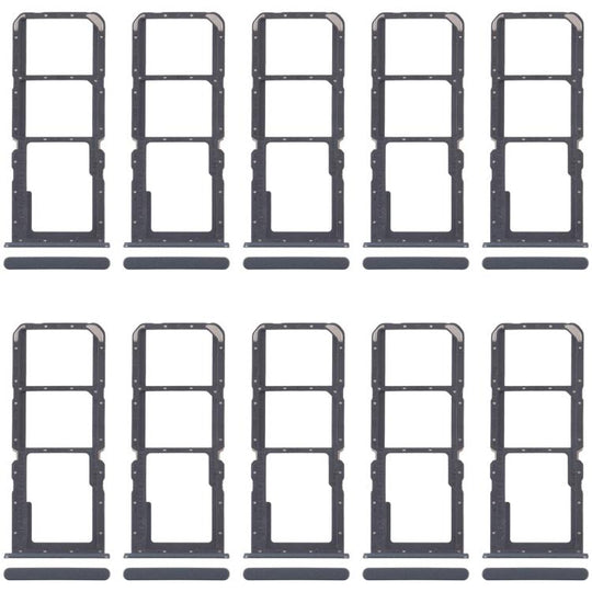 For Realme C30s RMX3690 10pcs SIM Card Tray + SIM Card Tray + Micro SD Card Tray (Black)