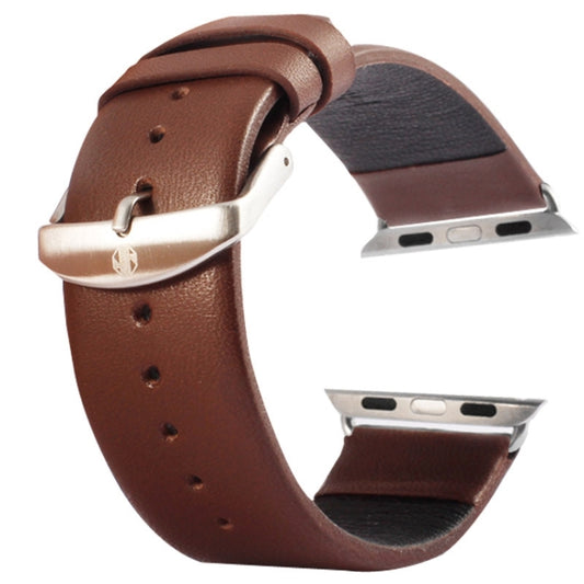 Kakapi for Apple Watch 42mm Subtle Texture Brushed Buckle Genuine Leather Watch Band with Connector(Coffee) by Kakapi