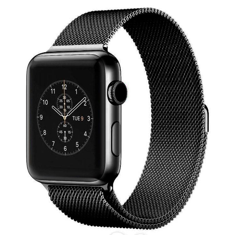 For Apple Watch 38mm Milanese Loop Magnetic Stainless Steel Watch Band(Black) - Watch Bands by buy2fix | Online Shopping UK | buy2fix