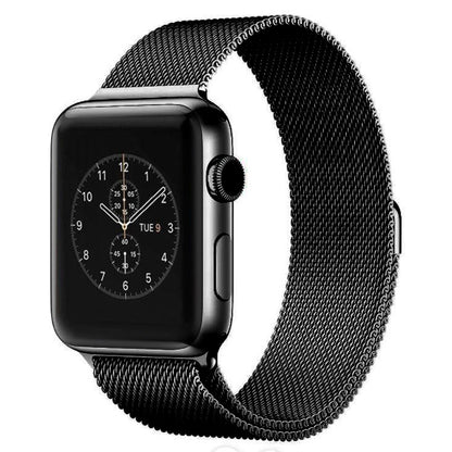For Apple Watch 38mm Milanese Loop Magnetic Stainless Steel Watch Band(Black) - Watch Bands by buy2fix | Online Shopping UK | buy2fix