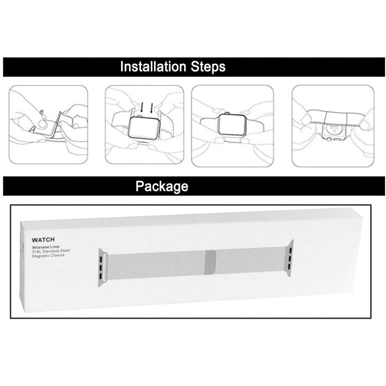 For Apple Watch 38mm Milanese Loop Magnetic Stainless Steel Watch Band(Black) - Watch Bands by buy2fix | Online Shopping UK | buy2fix