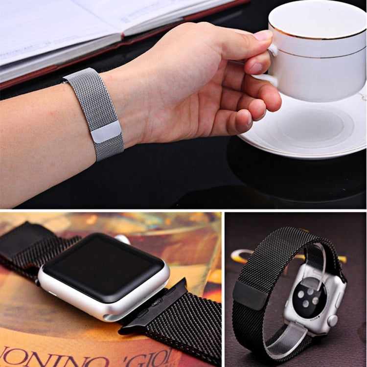 For Apple Watch 38mm Milanese Loop Magnetic Stainless Steel Watch Band(Black) - Watch Bands by buy2fix | Online Shopping UK | buy2fix