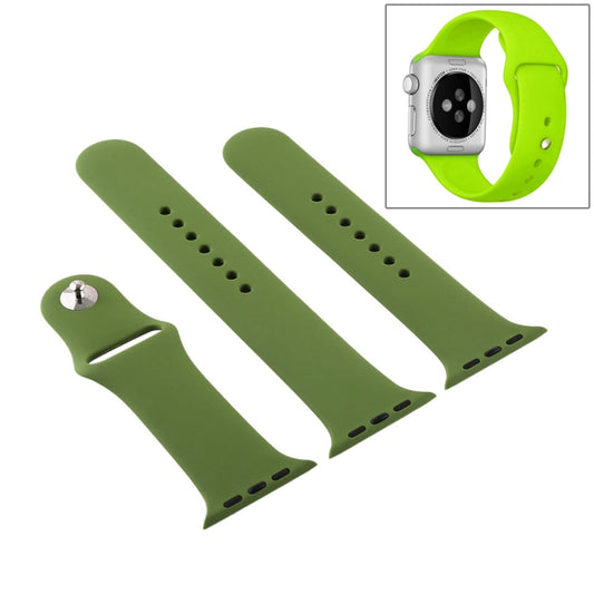 For Apple Watch Series 10 42mm / 9&8&7 41mm / SE 3&SE 2&6&SE&5&4 40mm / 3&2&1 38mm 3 in 1 Rubber Watch Band with Pin Buckle(Pinewood Green) by buy2fix