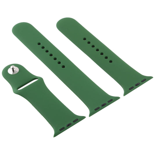 For Apple Watch Series 10 42mm / 9&8&7 41mm / SE 3&SE 2&6&SE&5&4 40mm / 3&2&1 38mm 3 in 1 Rubber Watch Band with Pin Buckle (Forest Green) by buy2fix