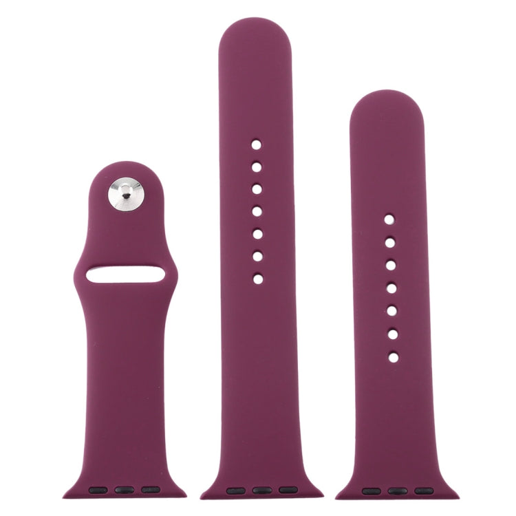 For Apple Watch Series 10 42mm / 9&8&7 41mm / SE 3&SE 2&6&SE&5&4 40mm / 3&2&1 38mm 3 in 1 Rubber Watch Band with Pin Buckle(Violet) by buy2fix