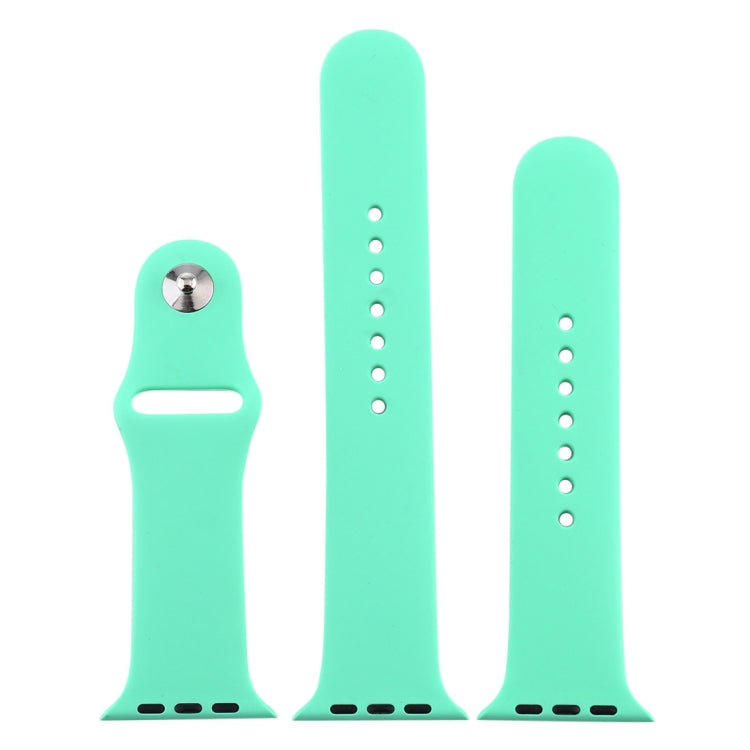 For Apple Watch Series 10 42mm / 9&8&7 41mm / SE 3&SE 2&6&SE&5&4 40mm / 3&2&1 38mm 3 in 1 Rubber Watch Band with Pin Buckle(Leave Fragrant Green) by buy2fix