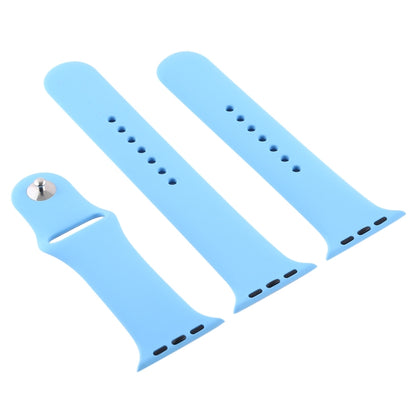 For Apple Watch Series 10 42mm / 9&8&7 41mm / SE 3&SE 2&6&SE&5&4 40mm / 3&2&1 38mm 3 in 1 Rubber Watch Band with Pin Buckle(Chrysanthemum Blue) by buy2fix