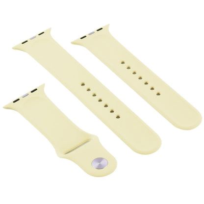 For Apple Watch Series 10 42mm / 9&8&7 41mm / SE 3&SE 2&6&SE&5&4 40mm / 3&2&1 38mm 3 in 1 Rubber Watch Band with Pin Buckle(Cream Yellow) by buy2fix
