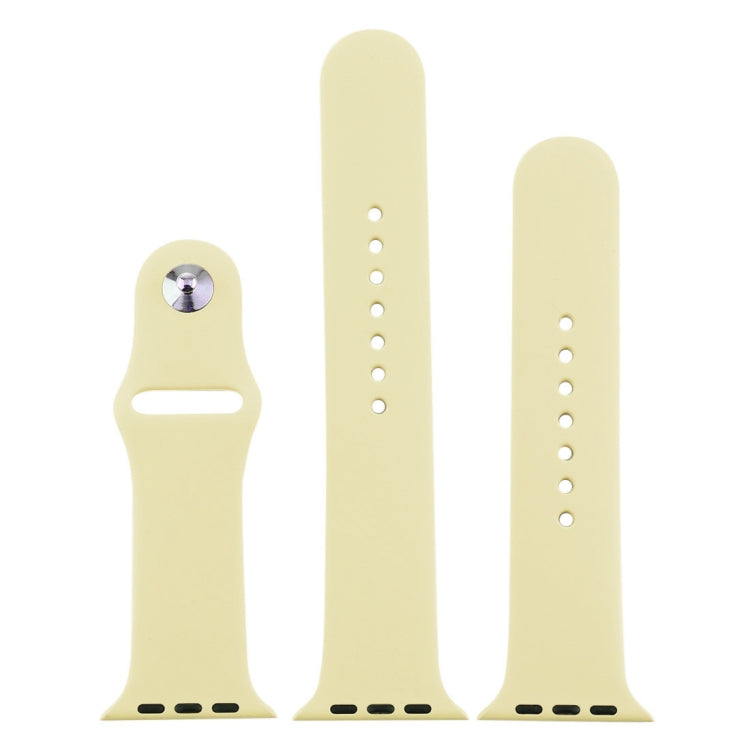 For Apple Watch Series 10 42mm / 9&8&7 41mm / SE 3&SE 2&6&SE&5&4 40mm / 3&2&1 38mm 3 in 1 Rubber Watch Band with Pin Buckle(Cream Yellow) by buy2fix
