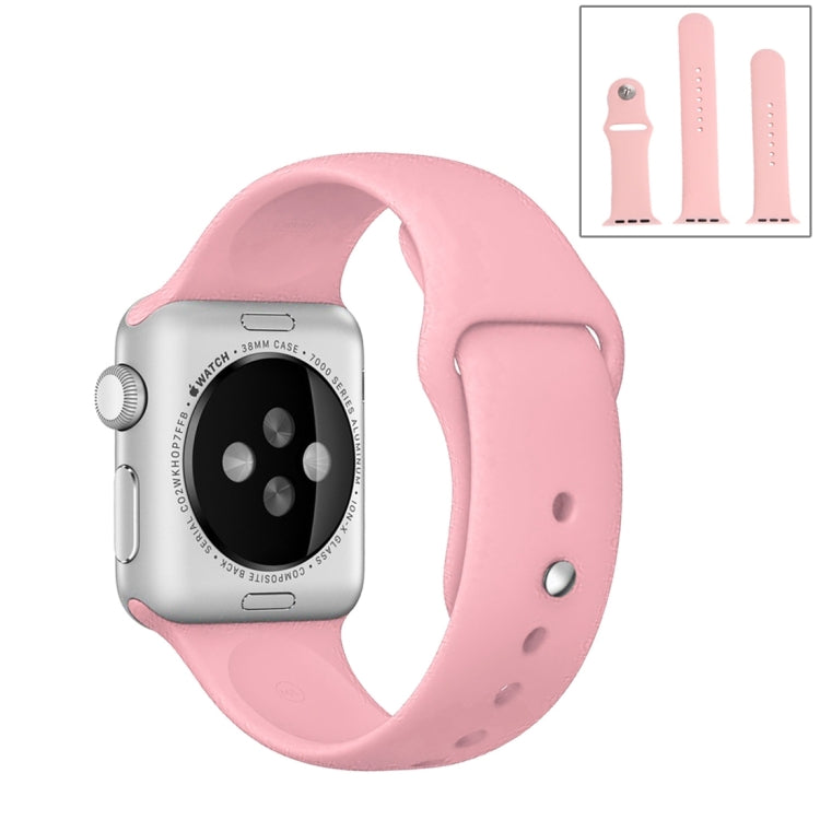 For Apple Watch Series 10 42mm / 9&8&7 41mm / SE 3&SE 2&6&SE&5&4 40mm / 3&2&1 38mm 3 in 1 Rubber Watch Band with Pin Buckle(Pink) by buy2fix