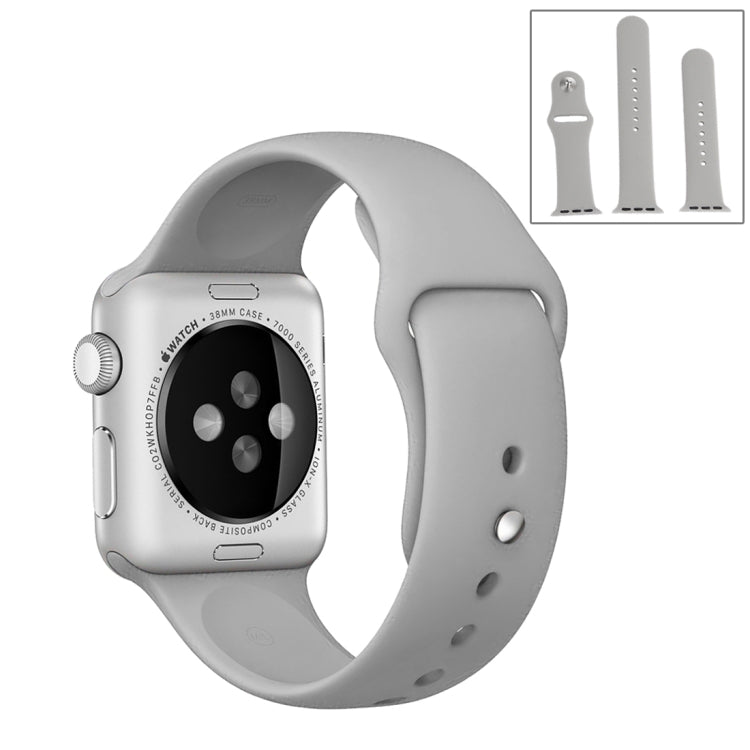 For Apple Watch Series 10 42mm / 9&8&7 41mm / SE 3&SE 2&6&SE&5&4 40mm / 3&2&1 38mm 3 in 1 Rubber Watch Band with Pin Buckle(Grey) by buy2fix