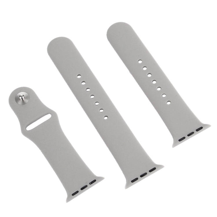 For Apple Watch Series 10 42mm / 9&8&7 41mm / SE 3&SE 2&6&SE&5&4 40mm / 3&2&1 38mm 3 in 1 Rubber Watch Band with Pin Buckle(Grey) by buy2fix