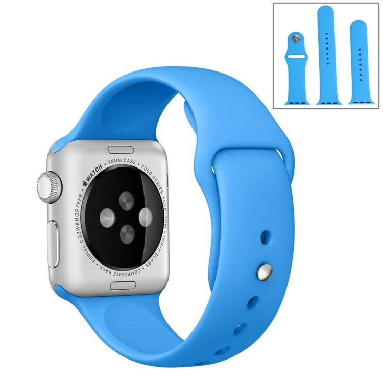 For Apple Watch Series 10 42mm / 9&8&7 41mm / SE 3&SE 2&6&SE&5&4 40mm / 3&2&1 38mm 3 in 1 Rubber Watch Band with Pin Buckle(Blue) by buy2fix
