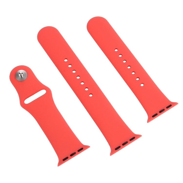 For Apple Watch Series 10 42mm / 9&8&7 41mm / SE 3&SE 2&6&SE&5&4 40mm / 3&2&1 38mm 3 in 1 Rubber Watch Band with Pin Buckle(Magenta) by buy2fix