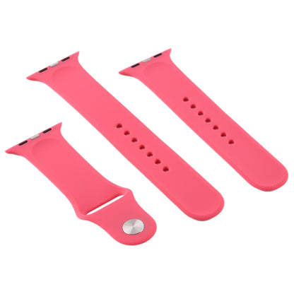 For Apple Watch Series 9&8&7 41mm / SE 3&SE 2&6&SE&5&4 40mm / 3&2&1 38mm 3 in 1 Rubber Watch Band with Pin Buckle(Hibiscus Powder) - Watch Bands by buy2fix | Online Shopping UK | buy2fix