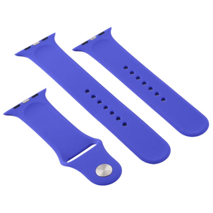For Apple Watch Series 10 42mm / 9&8&7 41mm / SE 3&SE 2&6&SE&5&4 40mm / 3&2&1 38mm 3 in 1 Rubber Watch Band with Pin Buckle(Deep Royal Blue) by buy2fix