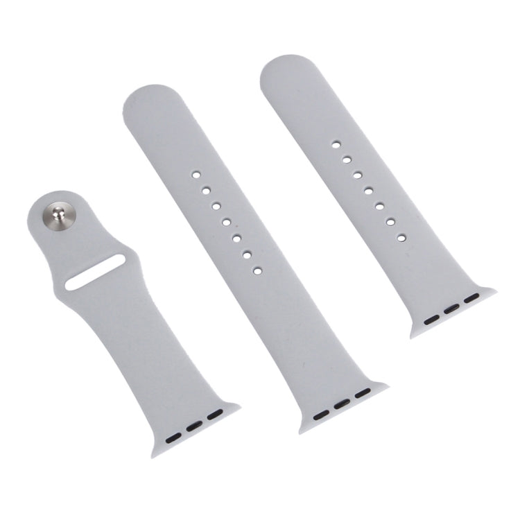 For Apple Watch Series 10 42mm / 9&8&7 41mm / SE 3&SE 2&6&SE&5&4 40mm / 3&2&1 38mm 3 in 1 Rubber Watch Band with Pin Buckle(Silver) by buy2fix