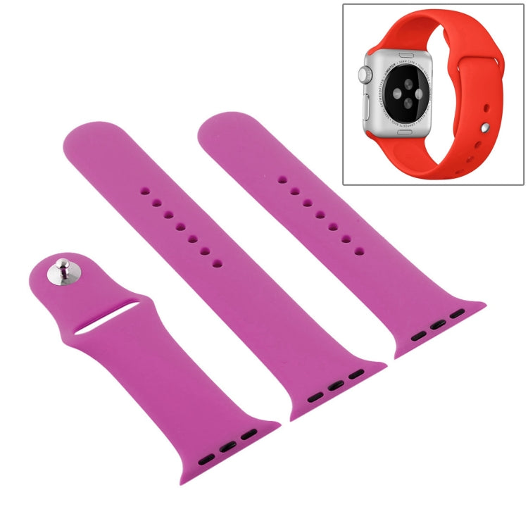 For Apple Watch Series 10 42mm / 9&8&7 41mm / SE 3&SE 2&6&SE&5&4 40mm / 3&2&1 38mm 3 in 1 Rubber Watch Band with Pin Buckle (Dragon Fruit) by buy2fix
