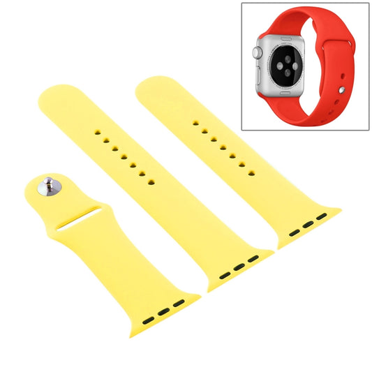 For Apple Watch Series 10 42mm / 9&8&7 41mm / SE 3&SE 2&6&SE&5&4 40mm / 3&2&1 38mm 3 in 1 Rubber Watch Band with Pin Buckle (Shiny Yellow) by buy2fix