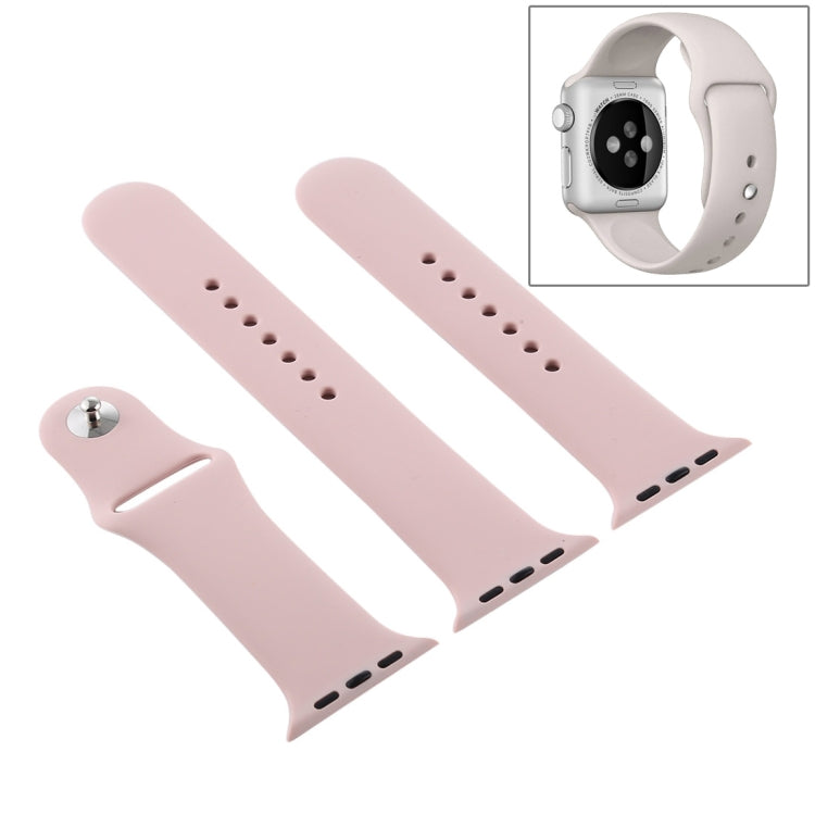 For Apple Watch Ultra 49mm & Watch Ultra 2 49mm / Series 9&8&7 45mm / SE 3&SE 2&6&SE&5&4 44mm / 3&2&1 42mm 3 in 1 Rubber Watch Band with Pin Buckle (Sand Pink) by buy2fix