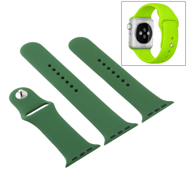 For Apple Watch Ultra 49mm & Watch Ultra 2 49mm / Series 9&8&7 45mm / SE 3&SE 2&6&SE&5&4 44mm / 3&2&1 42mm 3 in 1 Rubber Watch Band with Pin Buckle (Forest Green) by buy2fix