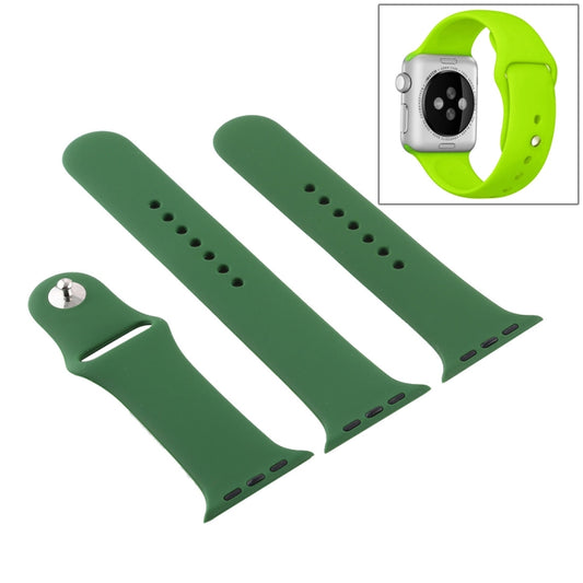 For Apple Watch Ultra 49mm & Watch Ultra 2 49mm / Series 9&8&7 45mm / SE 3&SE 2&6&SE&5&4 44mm / 3&2&1 42mm 3 in 1 Rubber Watch Band with Pin Buckle (Forest Green) by buy2fix