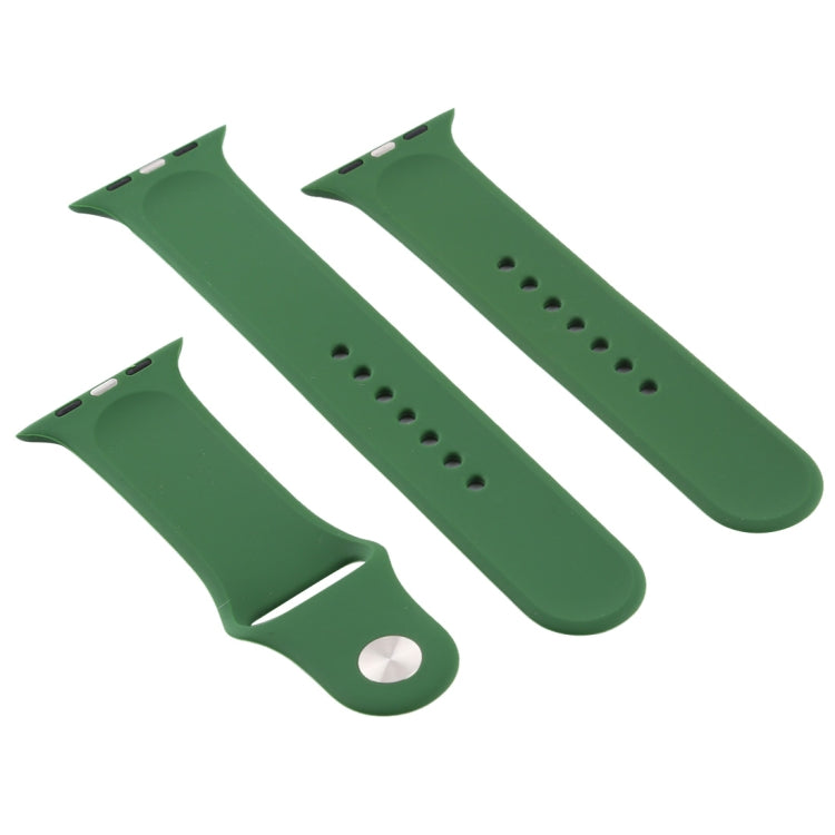 For Apple Watch Ultra 49mm & Watch Ultra 2 49mm / Series 9&8&7 45mm / SE 3&SE 2&6&SE&5&4 44mm / 3&2&1 42mm 3 in 1 Rubber Watch Band with Pin Buckle (Forest Green) by buy2fix
