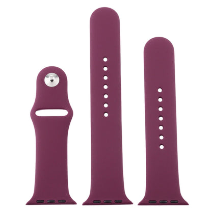 For Apple Watch Ultra 49mm & Watch Ultra 2 49mm / Series 9&8&7 45mm / SE 3&SE 2&6&SE&5&4 44mm / 3&2&1 42mm 3 in 1 Rubber Watch Band with Pin Buckle(Violet) by buy2fix