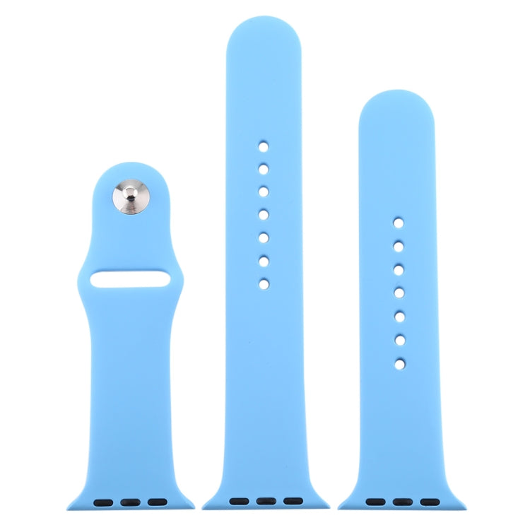 For Apple Watch Ultra 49mm & Watch Ultra 2 49mm / Series 9&8&7 45mm / SE 3&SE 2&6&SE&5&4 44mm / 3&2&1 42mm 3 in 1 Rubber Watch Band with Pin Buckle(Chrysanthemum Blue) by buy2fix