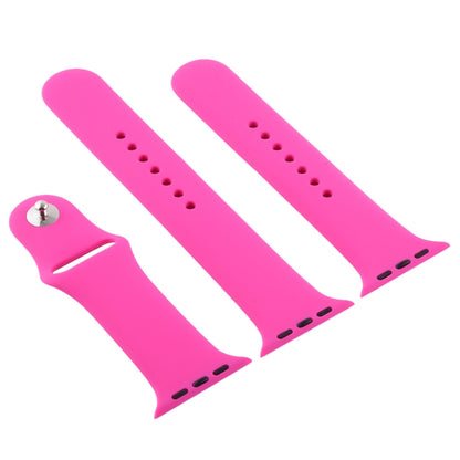 For Apple Watch Ultra 49mm & Watch Ultra 2 49mm / Series 9&8&7 45mm / SE 3&SE 2&6&SE&5&4 44mm / 3&2&1 42mm 3 in 1 Rubber Watch Band with Pin Buckle(Rose Red) by buy2fix