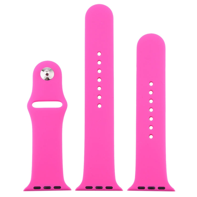 For Apple Watch Ultra 49mm & Watch Ultra 2 49mm / Series 9&8&7 45mm / SE 3&SE 2&6&SE&5&4 44mm / 3&2&1 42mm 3 in 1 Rubber Watch Band with Pin Buckle(Rose Red) by buy2fix