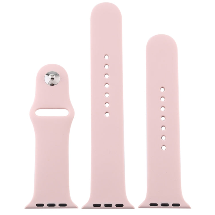 For Apple Watch Ultra 49mm & Watch Ultra 2 49mm / Series 9&8&7 45mm / SE 3&SE 2&6&SE&5&4 44mm / 3&2&1 42mm 3 in 1 Rubber Watch Band with Pin Buckle (Sand Pink) by buy2fix